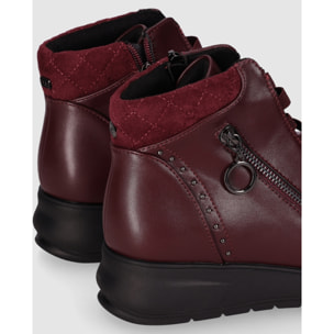 Botines de Piel Sintética - Vino - Tacón: 3 cm