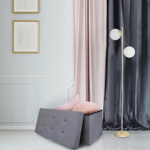 Coffre Banc Pliable Suedine Gris Fonce