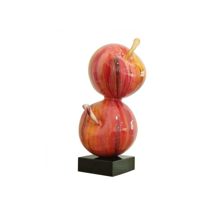 sculpture POMMES 49 cm laquée rouge acidulé - objet décoratif design contemporain abstrait - DUO POMMES