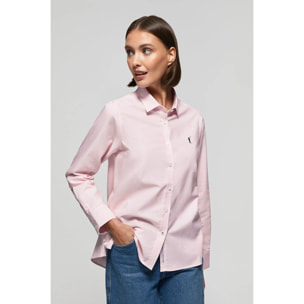 Camicia Oxford a righe rosa con logo Rigby Go