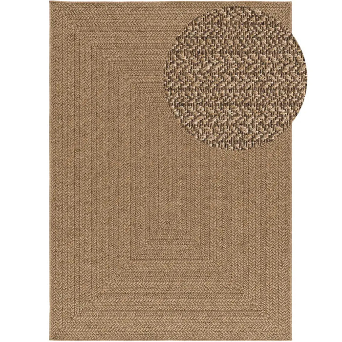 ACRA Alfombra de exterior efecto yute color natural, varias medidas disponibles.