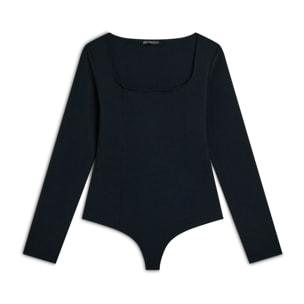 Body scollo quadrato in jersey di cotone organico