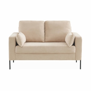 Canapé 2 places pieds métal velours côtelé BJORN