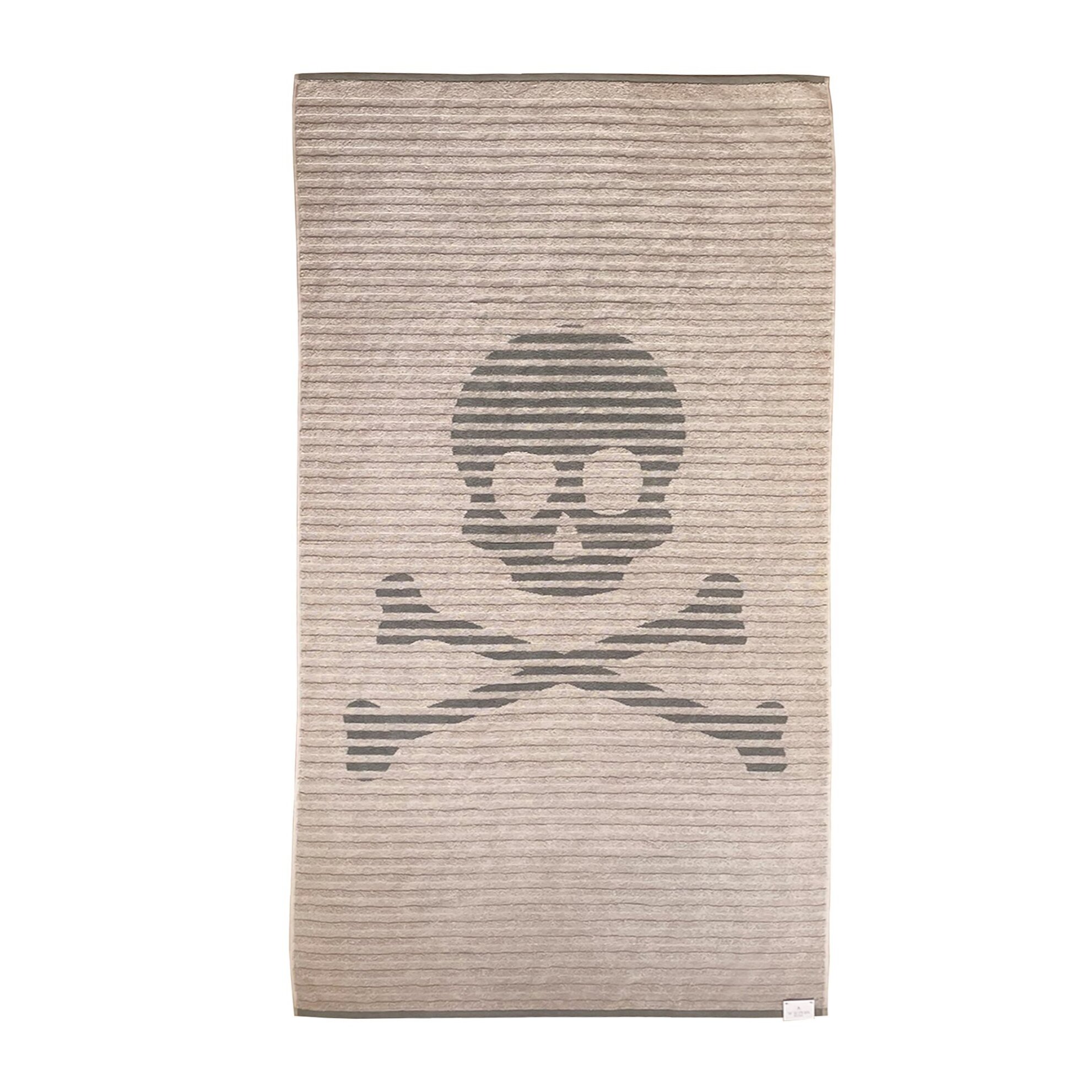 Toalla de playa 90x180cm 100% algodón 420gsm en beige con logo y a rayas scalpers home