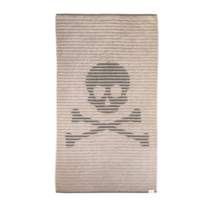 Toalla de playa 90x180cm 100% algodón 420gsm en beige con logo y a rayas scalpers home