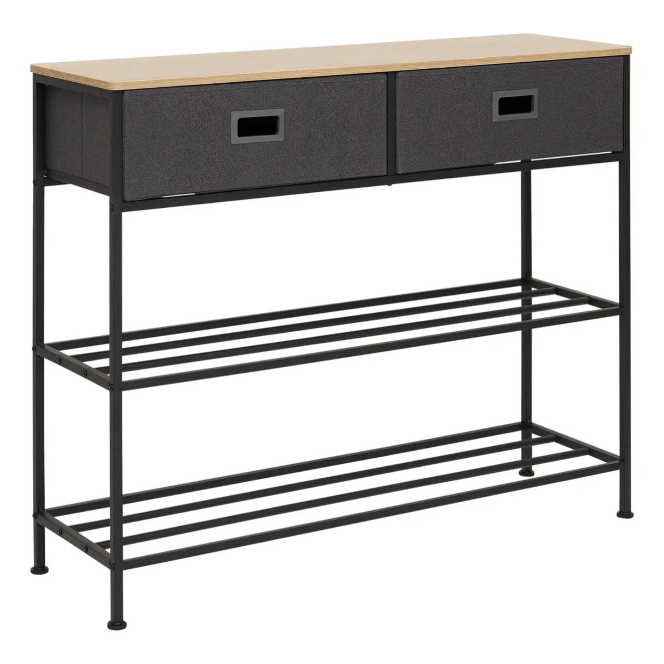 Console 2 tiroirs Tissa avec range-chaussure gris foncé