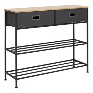 Console 2 tiroirs Tissa avec range-chaussure gris foncé