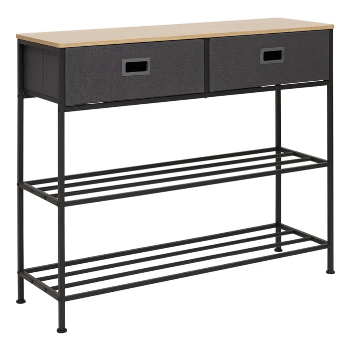 Console 2 tiroirs Tissa avec range-chaussure gris foncé