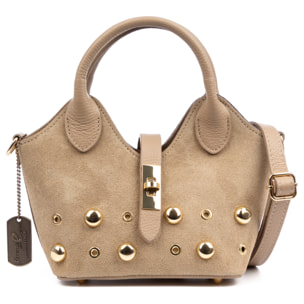 Barzanò Borsa a mano Donna. Pelle scamosciata autentica con dettagli metallici.