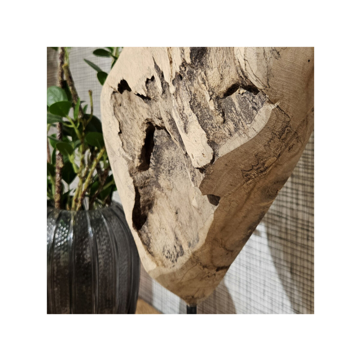 Sculpture Artisanale Cœur en Bois de Teck Massif H. 39 cm - BAKOU