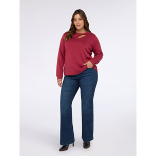 Fiorella Rubino - Camiseta en scuba con detalle cut-out - Burgundy