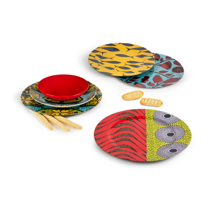 Set 6 sottopiatti Excelsa Afrika, plastica riutilizzabile, multicolore