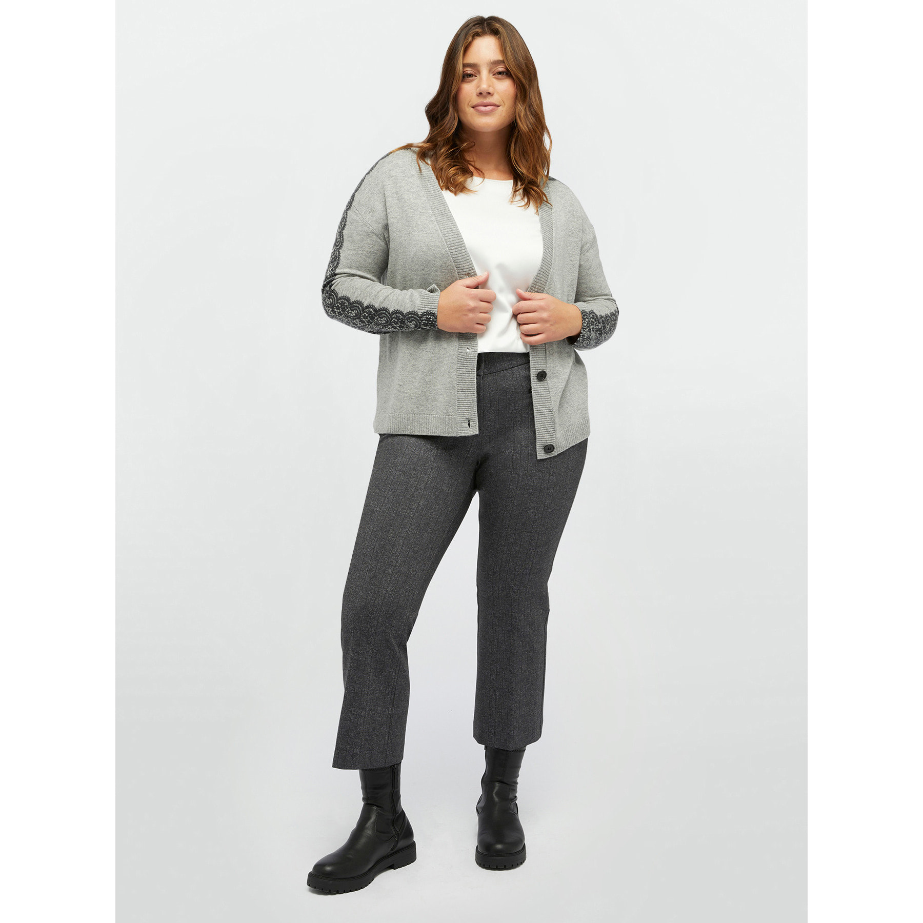 Fiorella Rubino - Pantalones acampanados a rayas - Gris