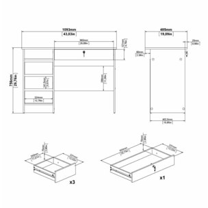 Scrivania Franklin, Scrittoio multiuso, Tavolo per ufficio porta PC, Piano di lavoro, 109x49 h76 cm, Rovere