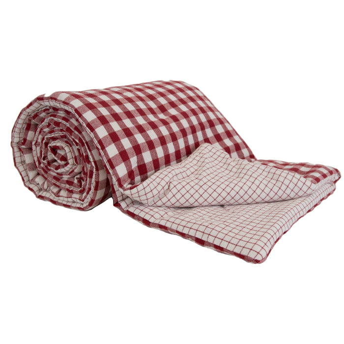 Édredon motif vichy en coton - Rouge