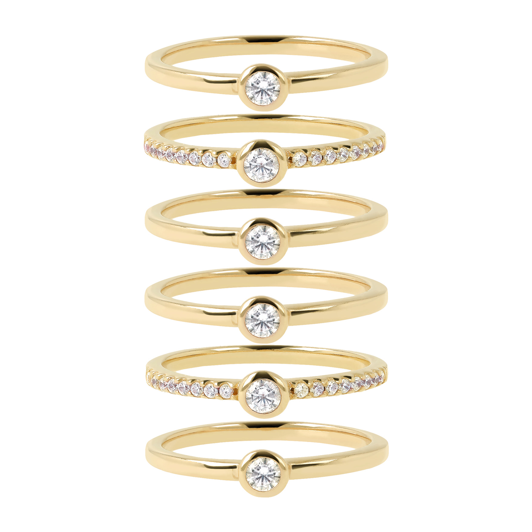 Set di Anelli Solitari Golden con Cubic Zirconia