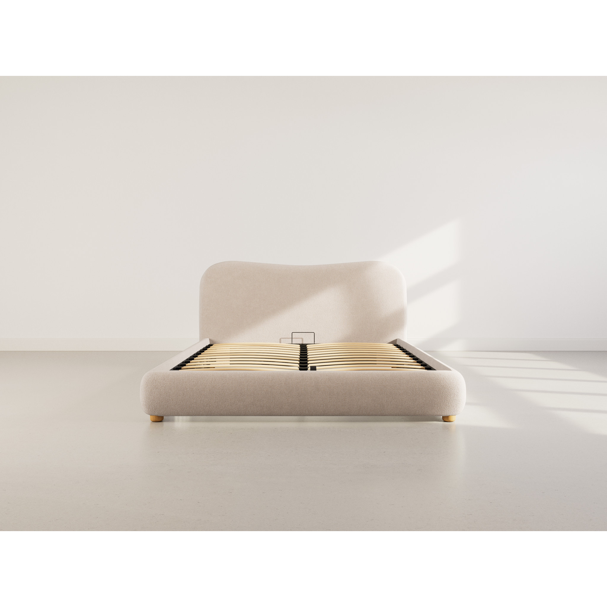 Hugo - lit coffre - 160x200 cm - en velours texturé - Beige