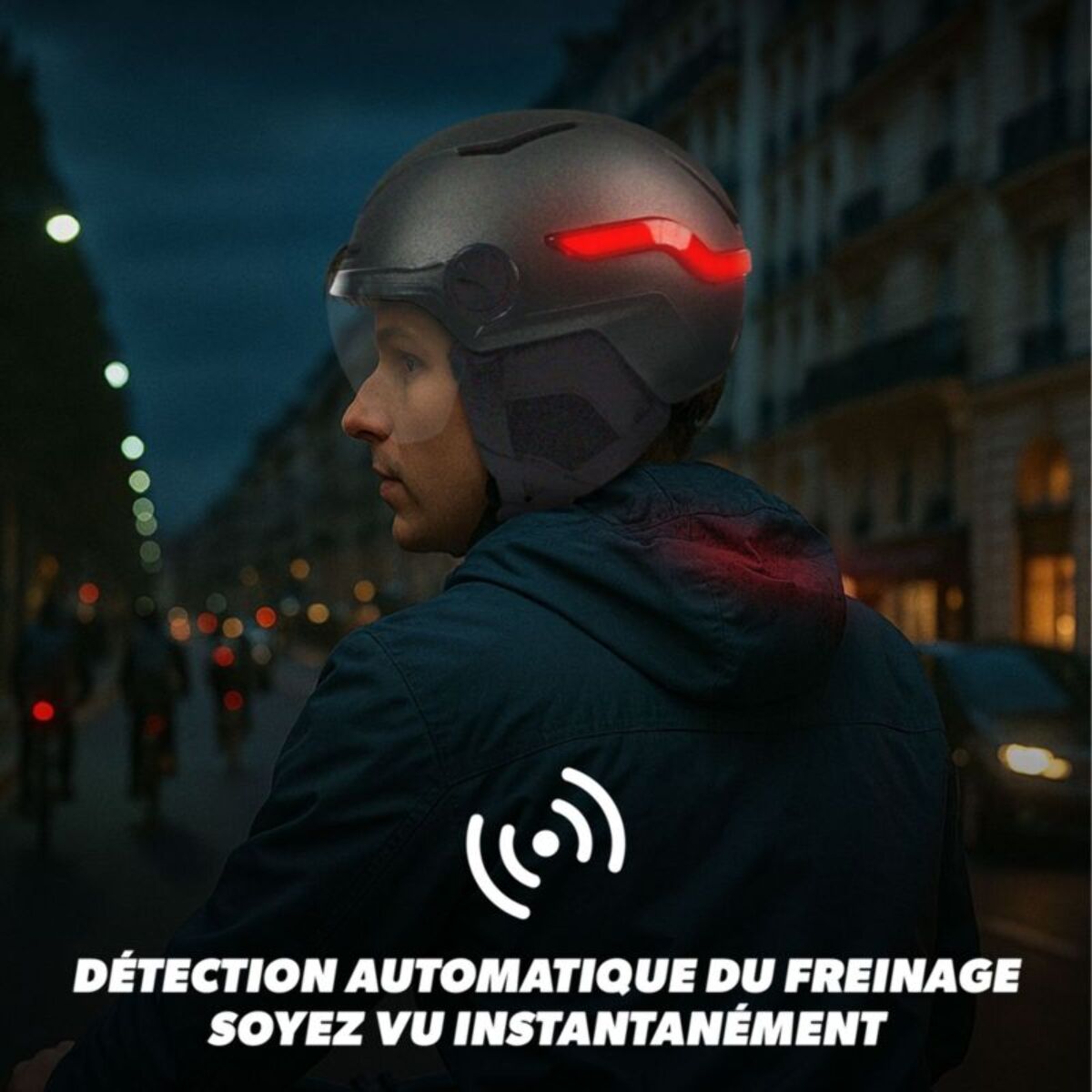 Casque TNB à LED feu de frein auto Taille M gris