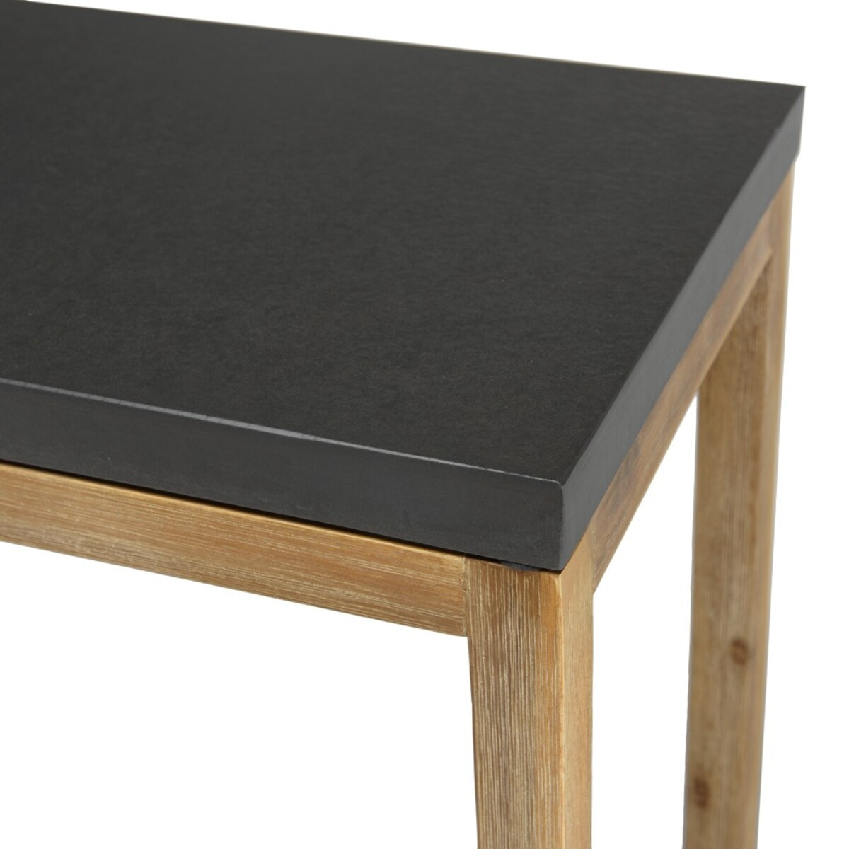 HECTOR - Console rect. GM double plateau effet béton foncé et acacia