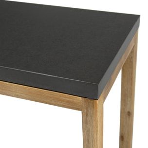 HECTOR - Console rect. GM double plateau effet béton foncé et acacia