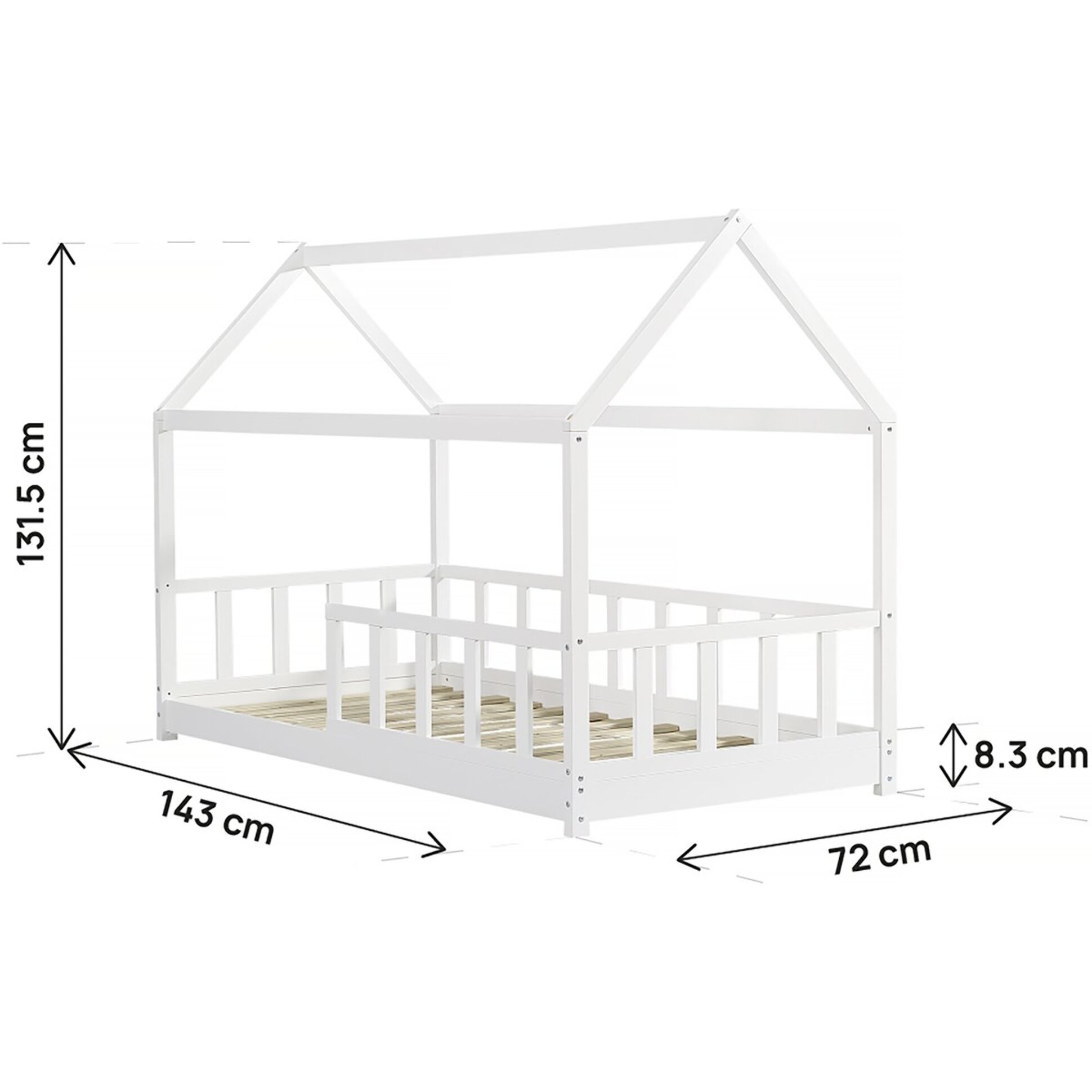 Lit cabane pour enfant "Mila" - 90 x 190 cm - Blanc