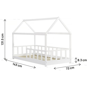 Lit cabane pour enfant "Mila" - 90 x 190 cm - Blanc