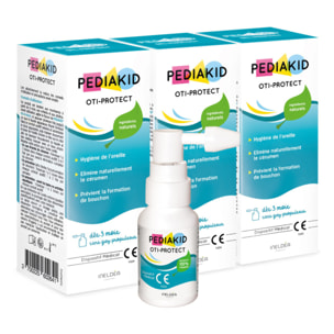 PEDIAKID - Oti-Protect - Spray Auriculaire - Hygiène de l'Oreille - Dès 3 Mois - Aide à Éliminer l'Excès de Cérumen - Prévient la Formation de Bouchons - Dispositif Médical - Lot de 3 Sprays
