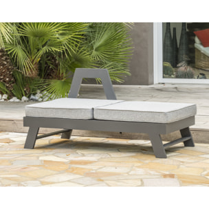 NEWYORK - Salon d'angle de jardin 6 places en aluminium gris anthracite