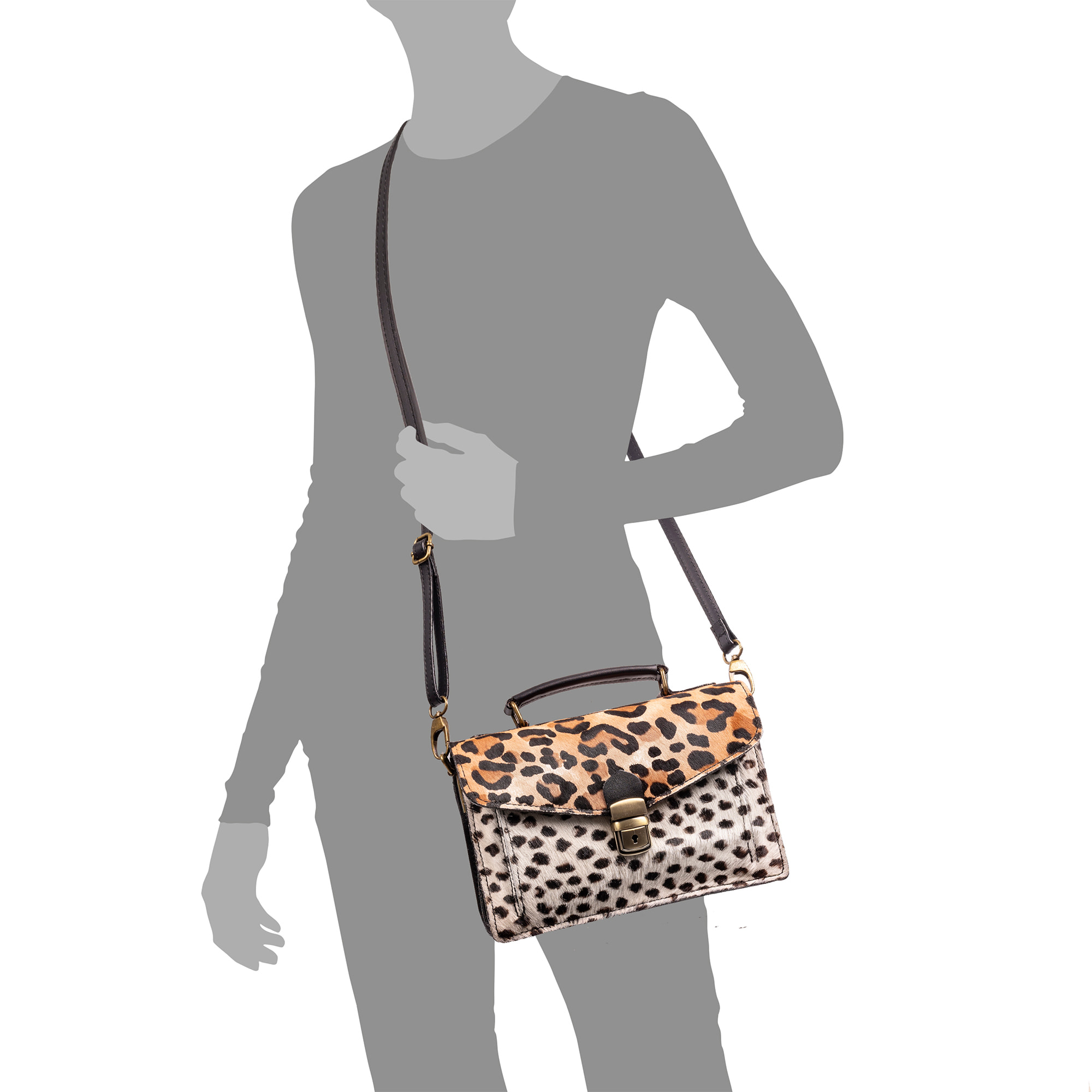 Arvier bolso Satchel de piel auténtica Cavallino estampada.