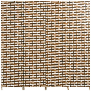 Divisor de Habitación de 4 Paneles Biombo Plegable 180x180 cm Separador de Ambientes Decoración Elegante para Dormitorio Salón Cocina Marrón Blanco