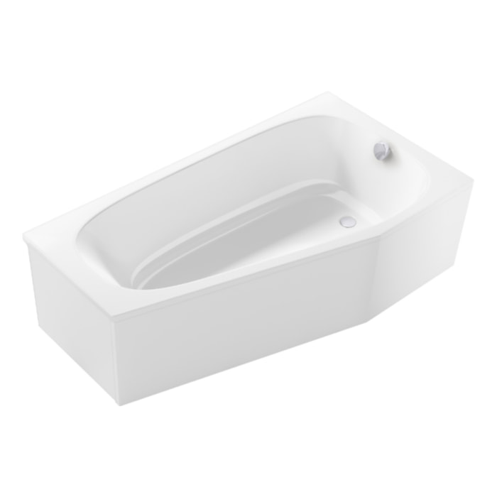 Pack baignoire bain douche 170 x 90 Bastille vidage à droite blanc brillant + tablier en angle