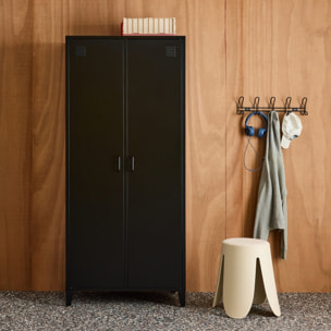 Armoire chambre dressing industriel métal 2 portes, 4 étagères, 1 penderie  SOHO