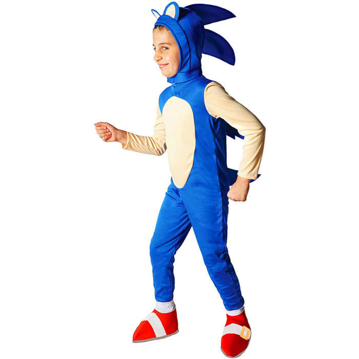 Costume Travestimento Bambino Sonic The Hedgehog Originale Colore Blu