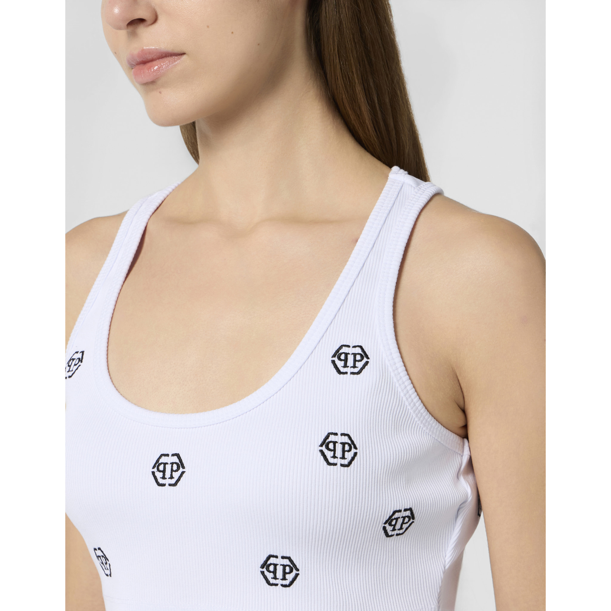 PHILIPP PLEIN Ribbed Mini Tank Top Monogram Monogram