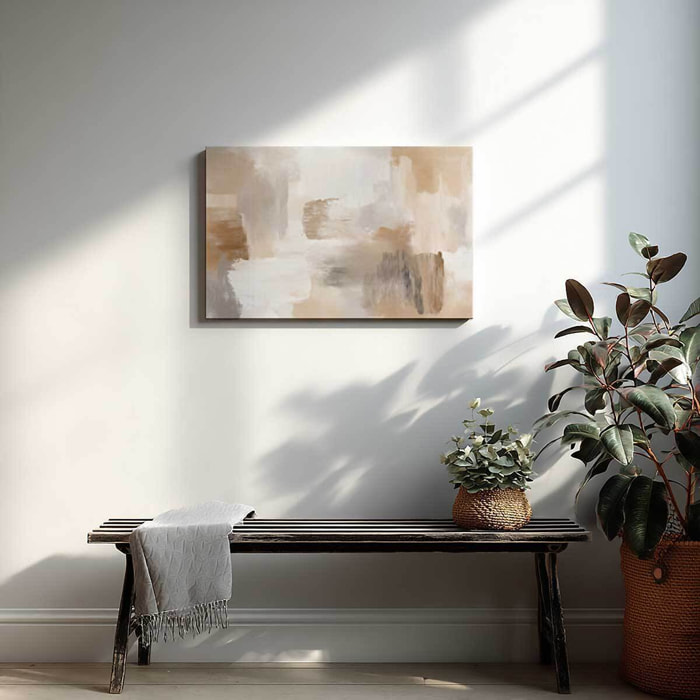 Tableau abstrait peinture beige Toile imprimée