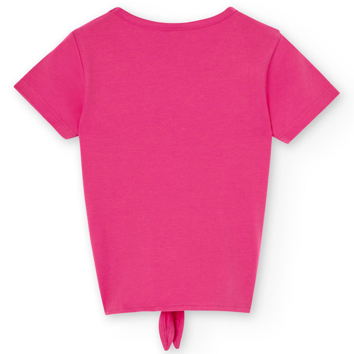 Camiseta en rosa con manga corta y dibujo frontal