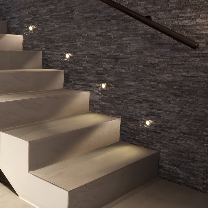 Forlight Senya - Foco Empotrable de Suelo y Pared LED IP65 de 4cm de Diámetro. LED 1W Blanco Cálido 3000K. Foco Empotrable Exte