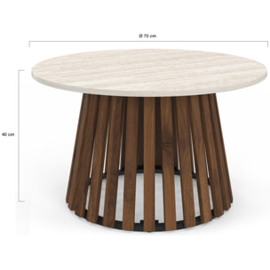 Table basse ronde Camélia effet travertin Ø70cm