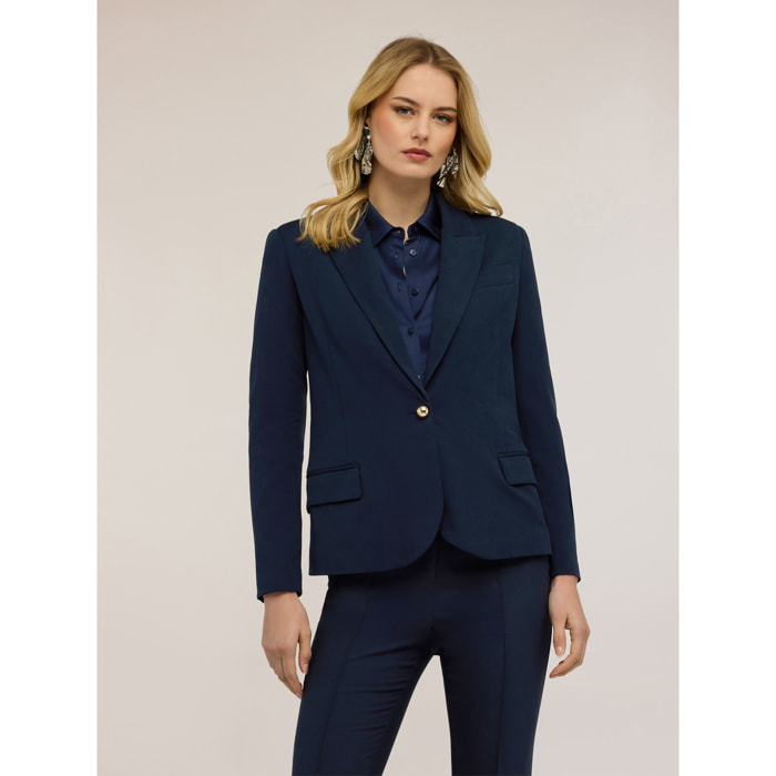 Motivi - Blazer monopetto con fodera interna a righe - Blu
