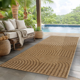 LINORA - Tapis intérieur/extérieur beige à motif géométrique naturel