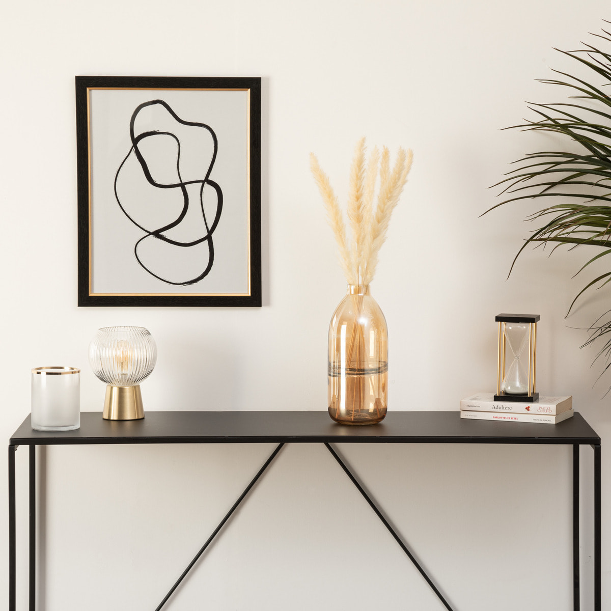 Vase "Line" - ambré - verre H30 cm