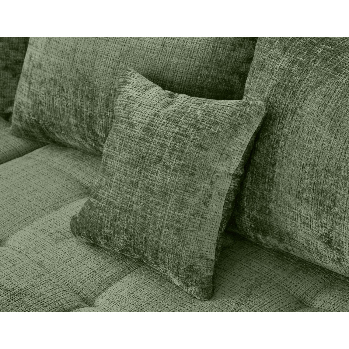 Rune - canapé panoramique d'angle gauche 7 places en velours texturé - Vert sauge