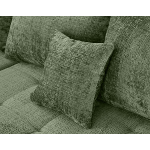 Rune - canapé panoramique d'angle gauche 7 places en velours texturé - Vert sauge