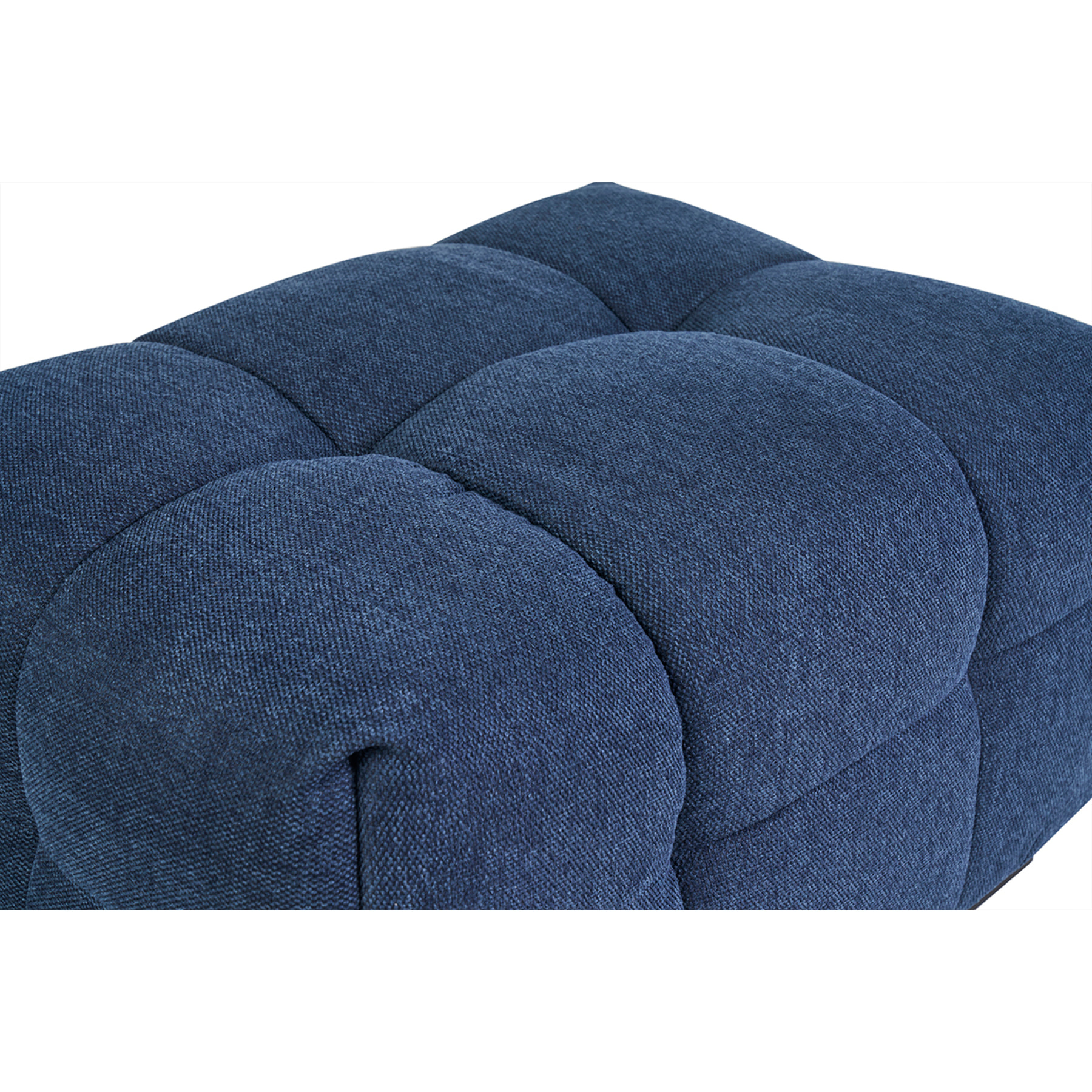 Pouf repose-pieds design en tissu effet velours texturé bleu foncé CORTO