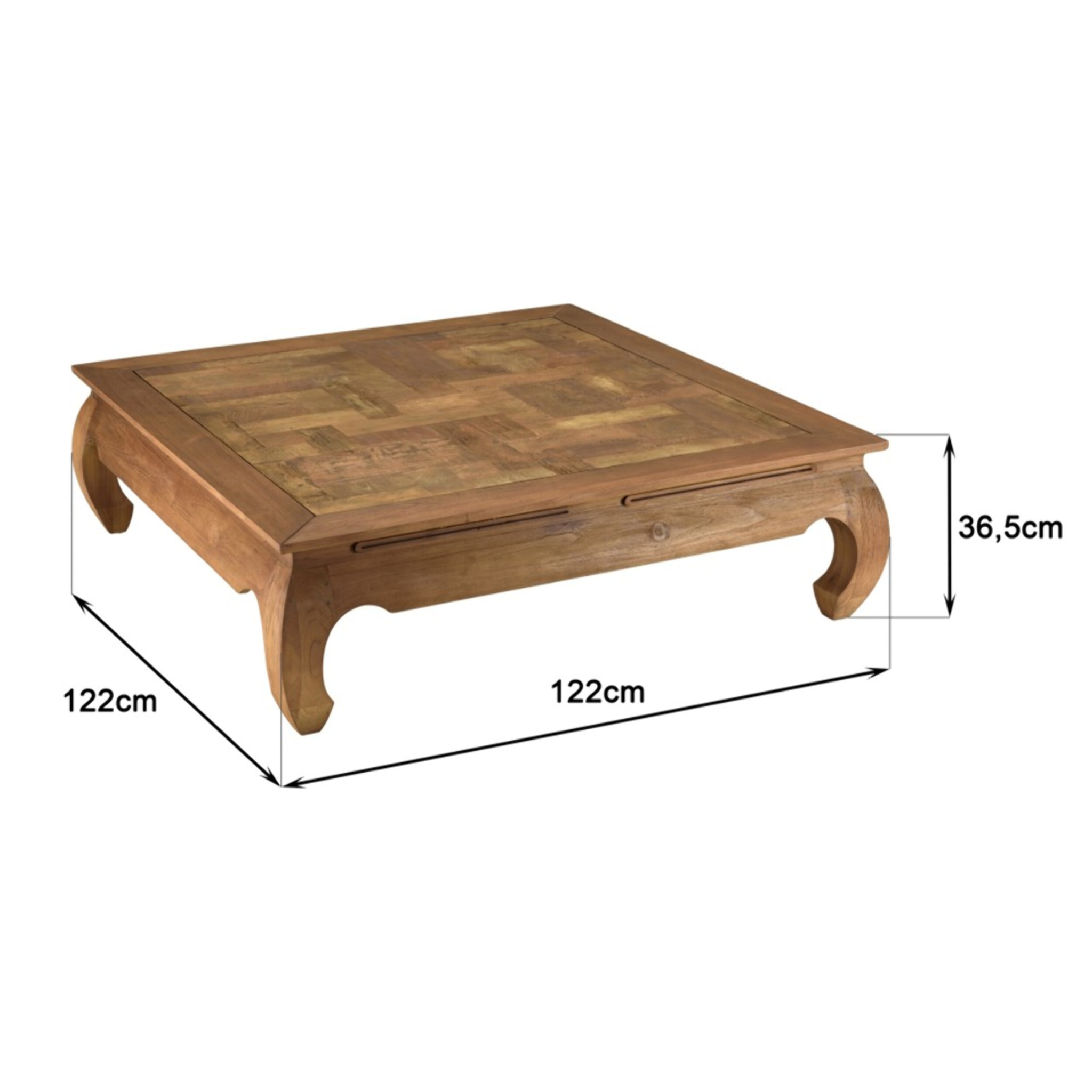 SIXTINE- Table opium 120x120cm en teck recyclé plateau mosaïque