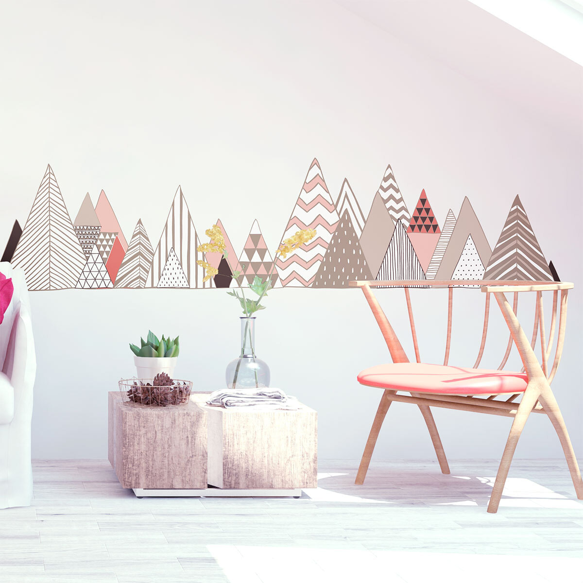Stickers muraux - Décoration chambre salon - Autocollant Sticker mural géant montagnes scandinaves DIAMANTINA