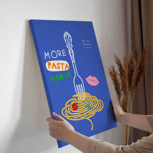 Tableau More Pasta fond bleu Toile imprimée