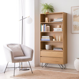 Fauteuil Sigrid -tissu et bois-couleur gris 70 x 79 x 69 cm