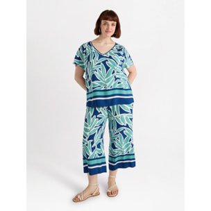 Fiorella Rubino - Pantalones estampados de viscosa LENZING™ ECOVERO™ - Azul