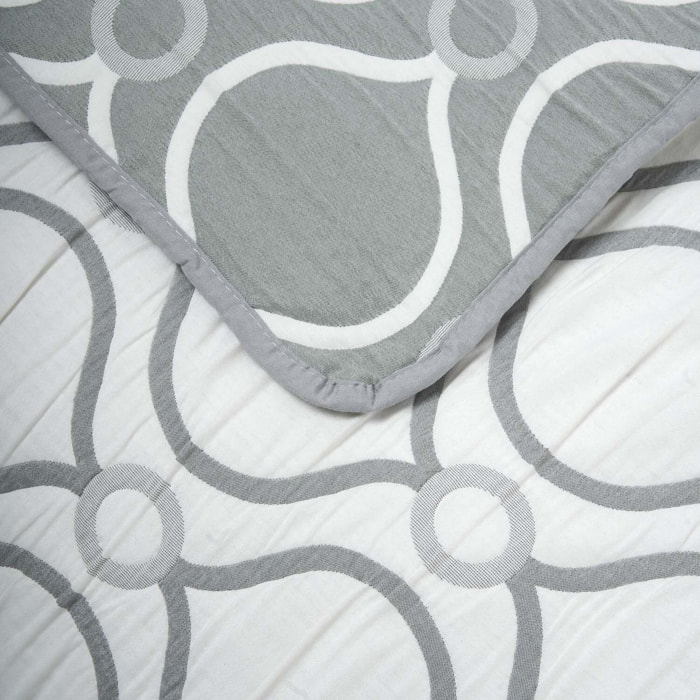 Colcha doble tela jacquard pagoda verde seco